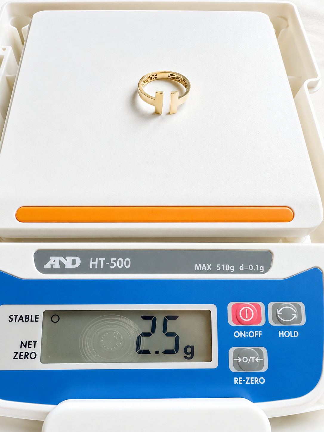 18K Solid Gold Open Bar Ring