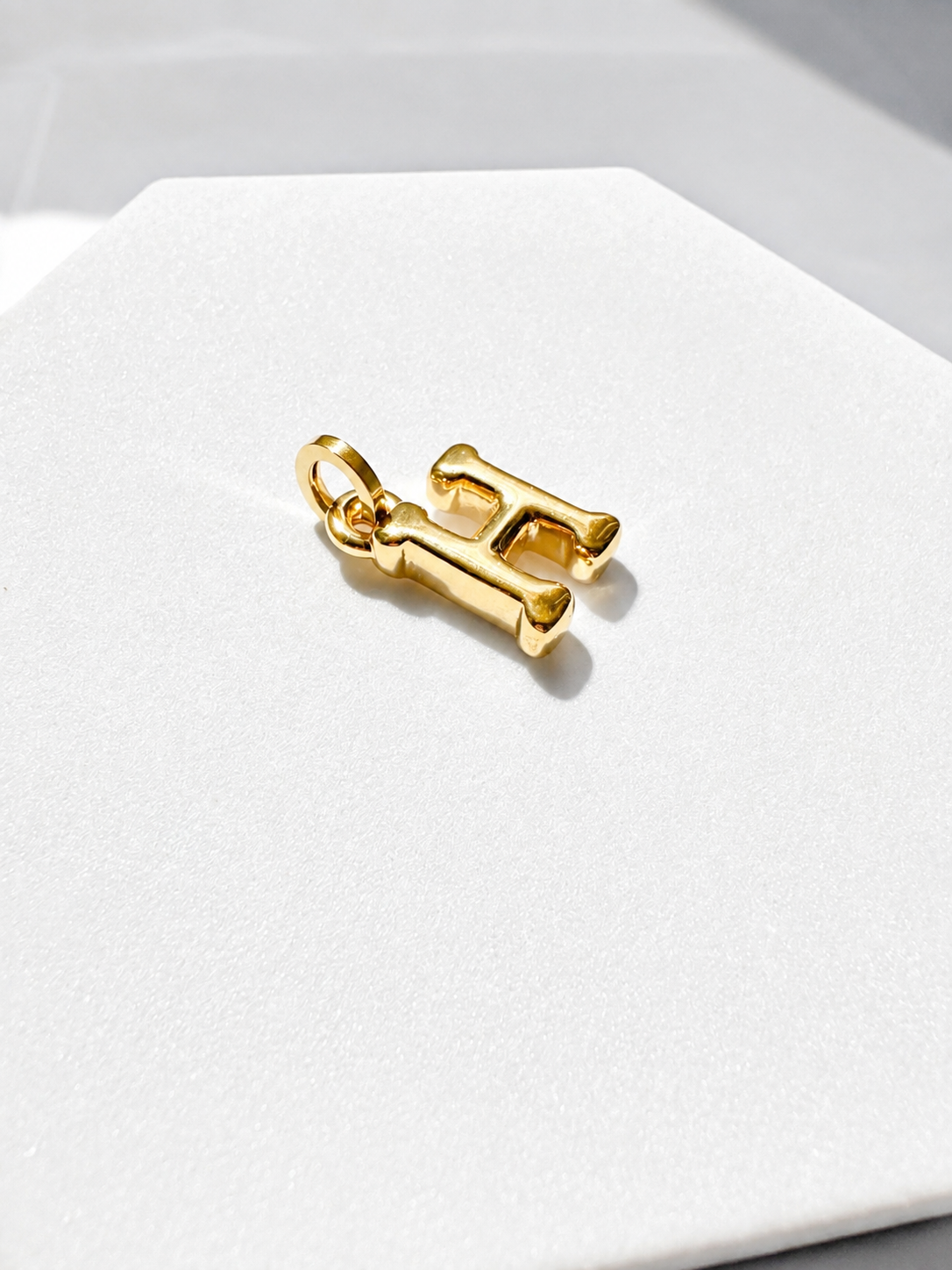 18K Solid Gold Initial “H” Pendant