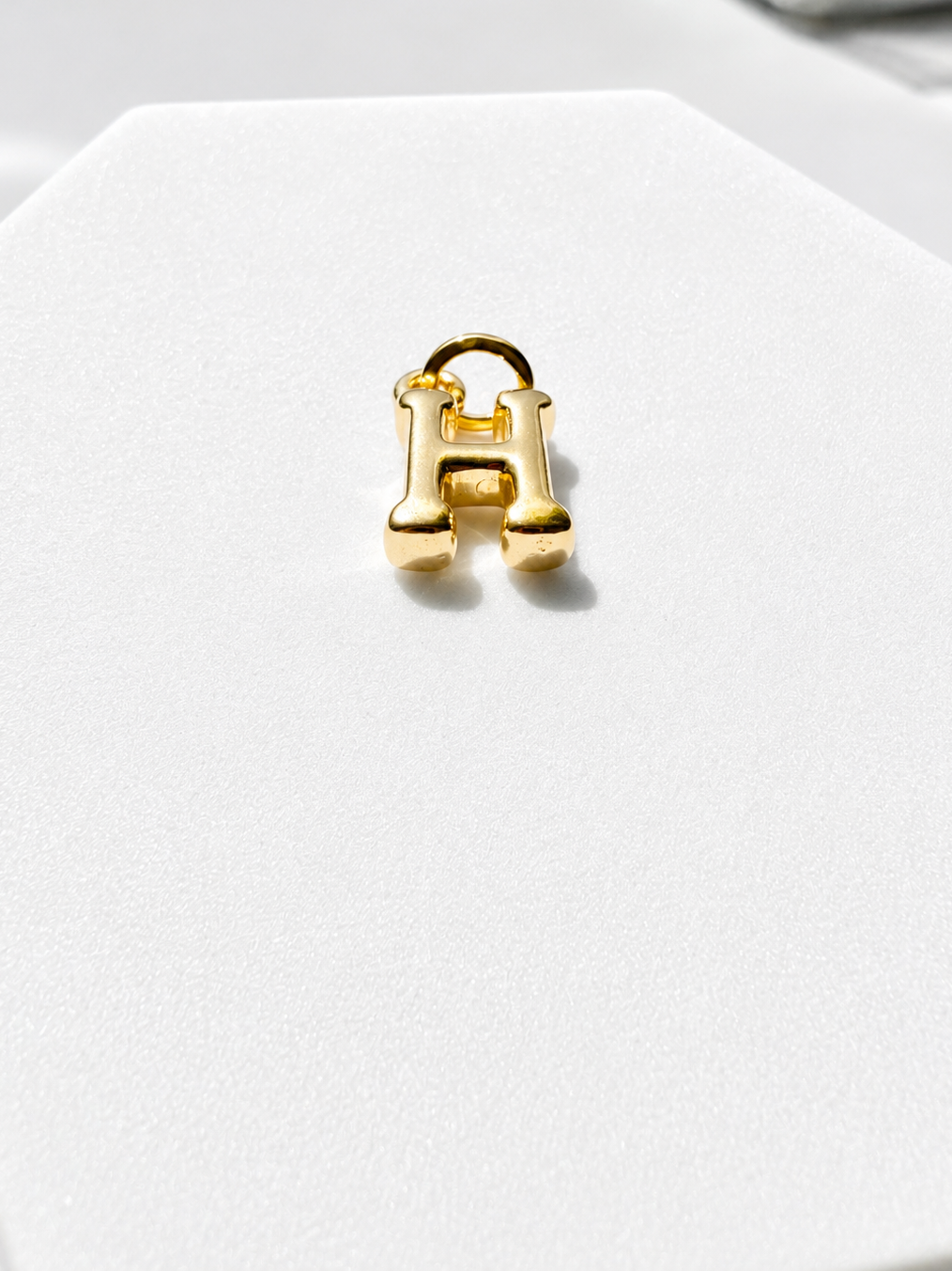 18K Solid Gold Initial “H” Pendant