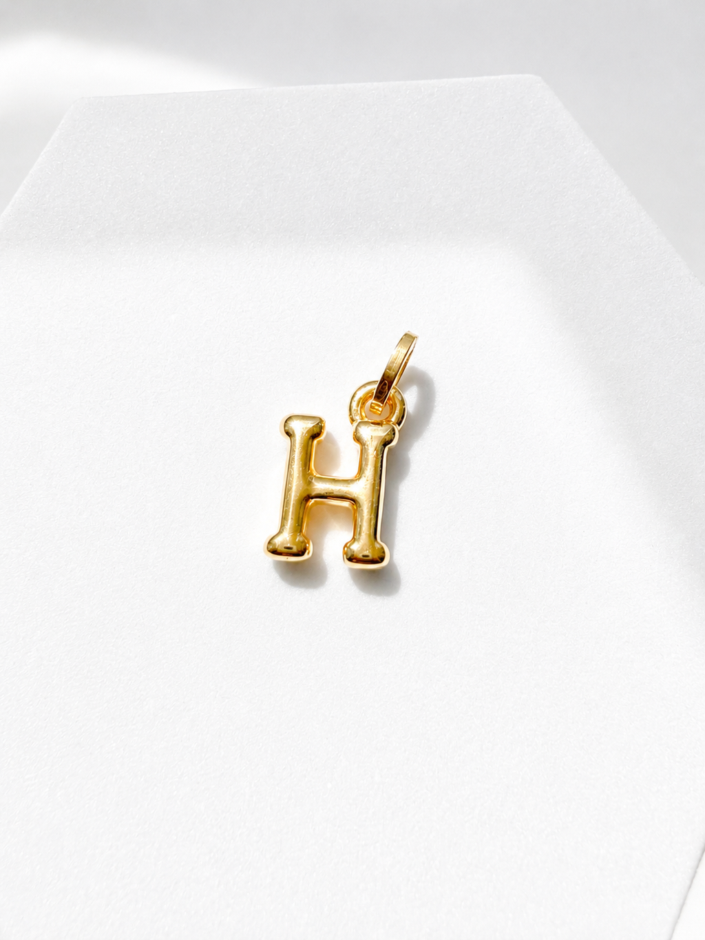 18K Solid Gold Initial “H” Pendant