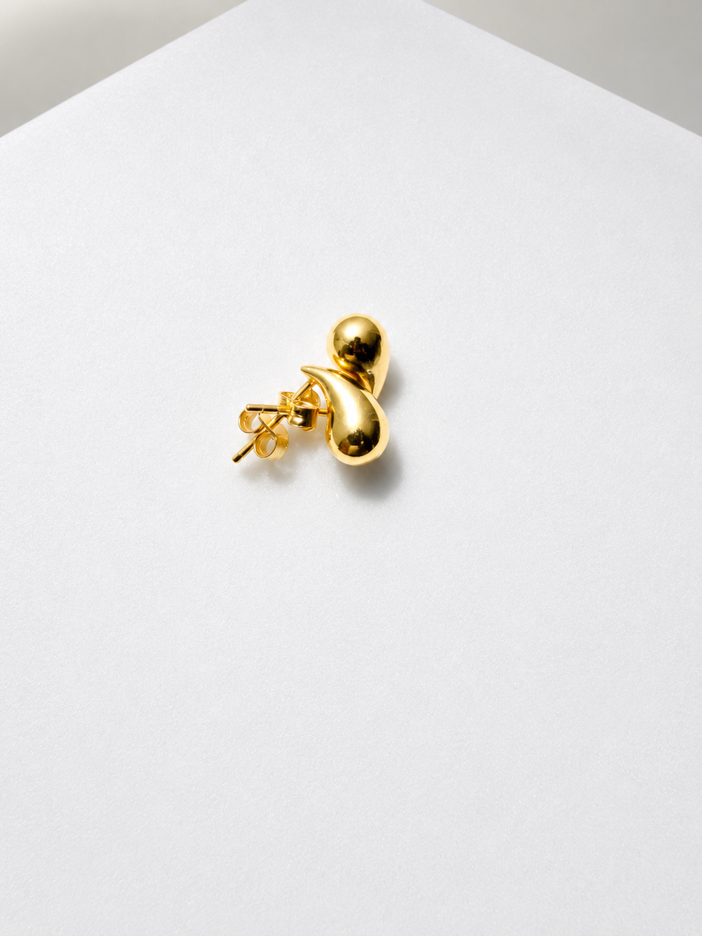 18K Solid Gold Teardrop Stud Earrings