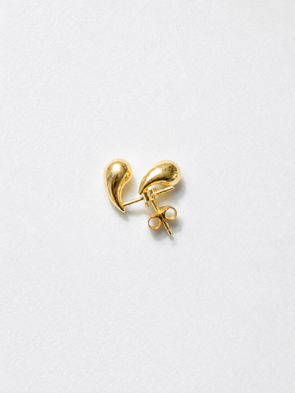 18K Solid Gold Teardrop Stud Earrings