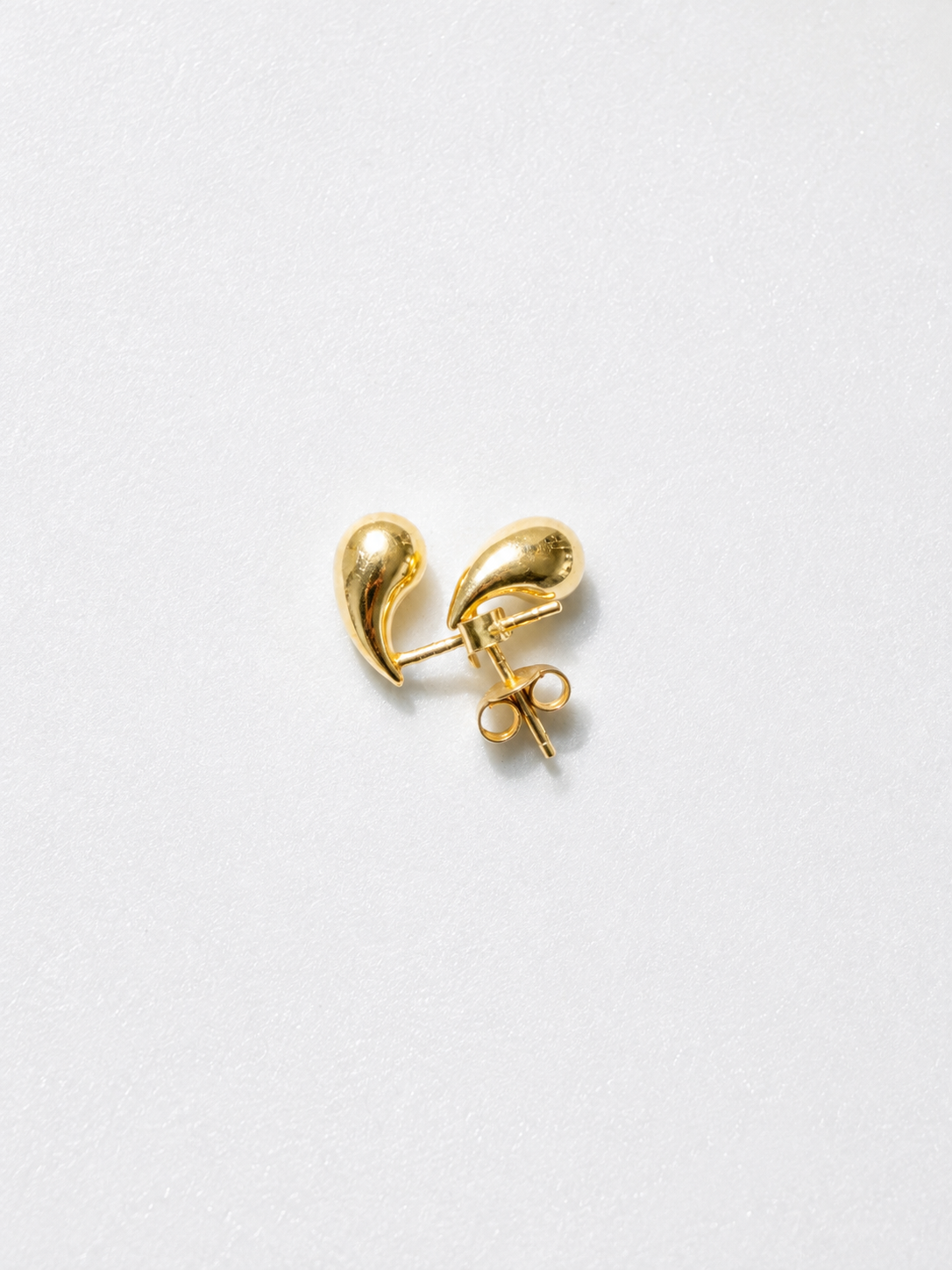 18K Solid Gold Teardrop Stud Earrings