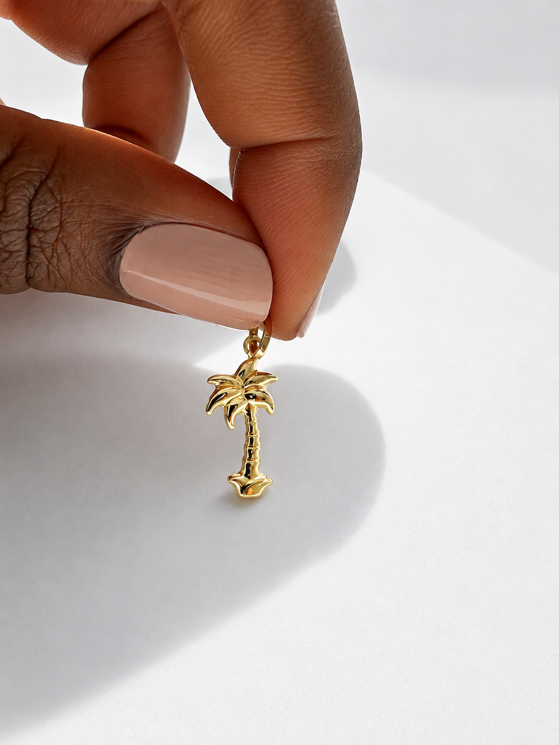 18K Solid Gold Palm Tree Pendant