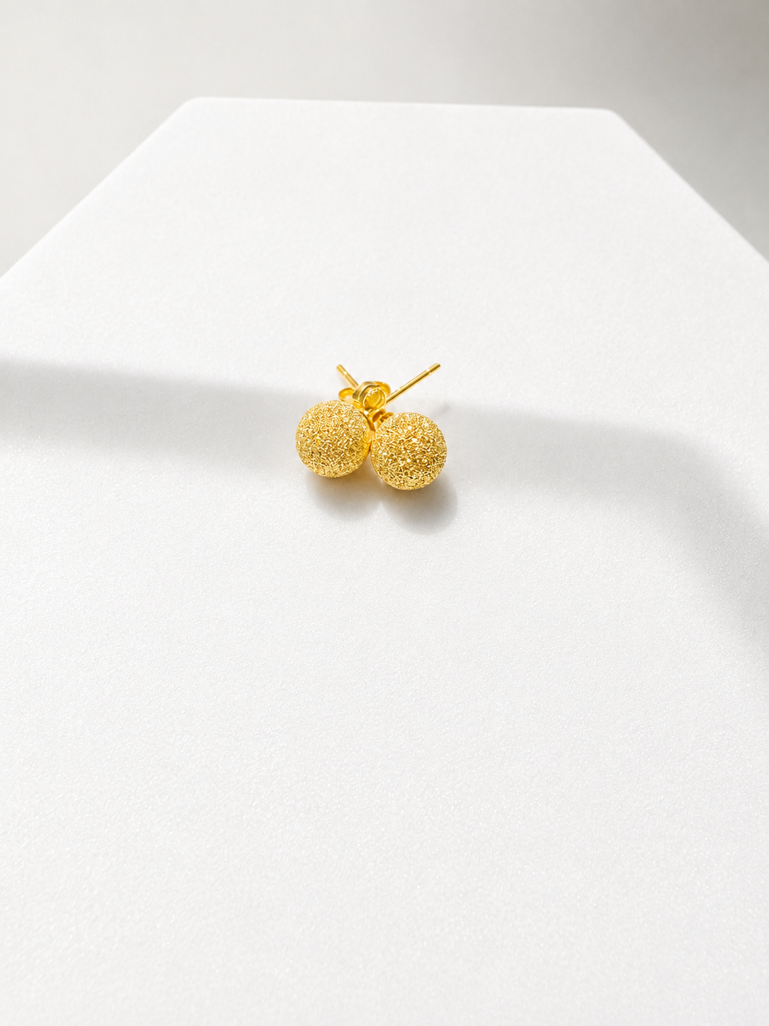 18K Solid Gold Stardust Ball Stud Earrings