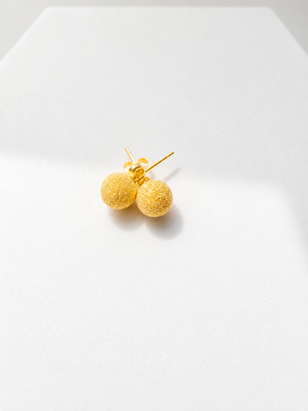 18K Solid Gold Stardust Ball Stud Earrings