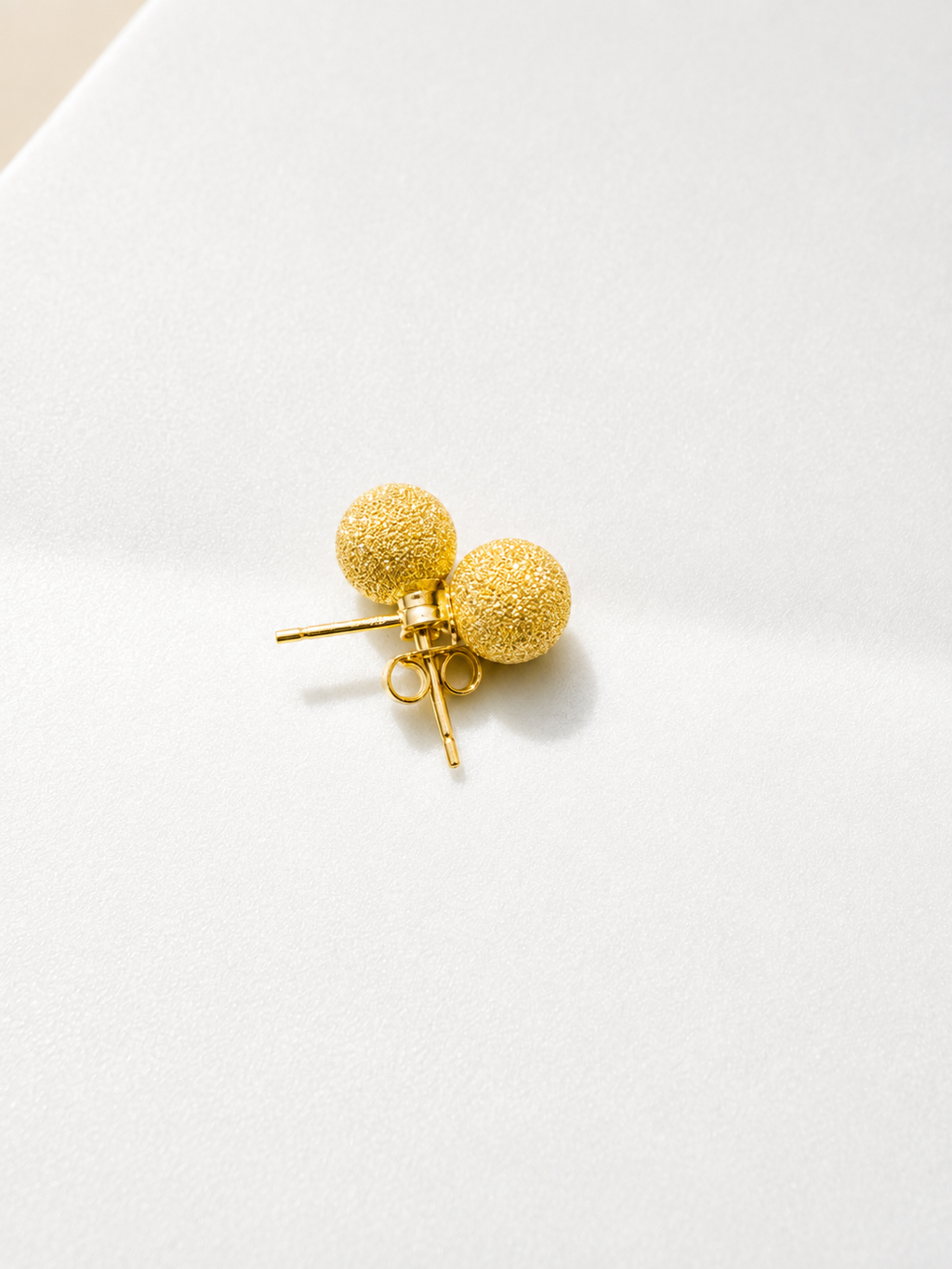 18K Solid Gold Stardust Ball Stud Earrings