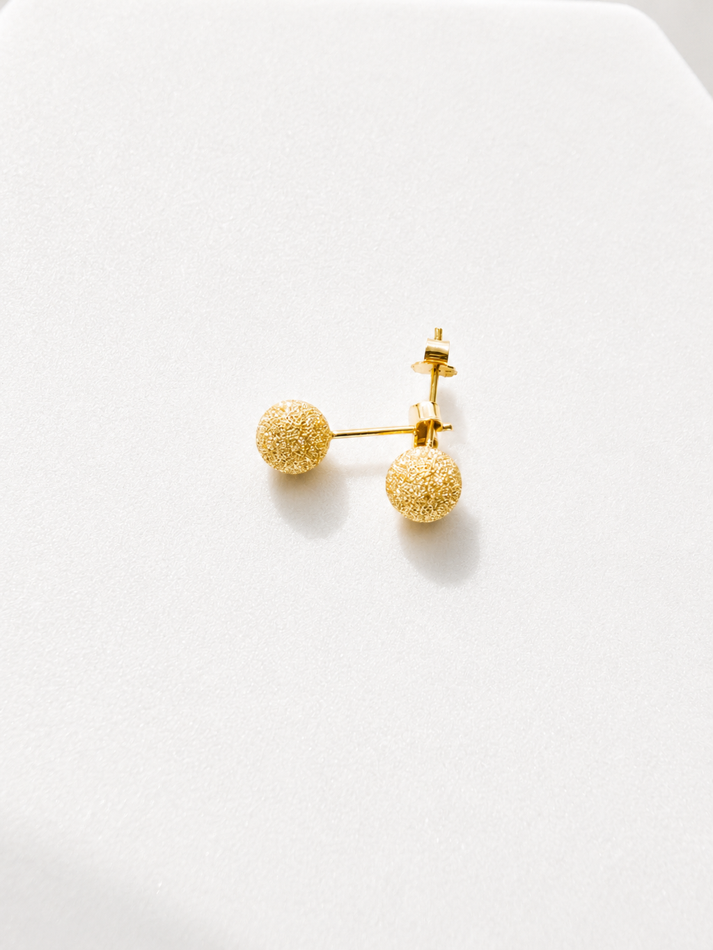 18K Solid Gold Stardust Ball Stud Earrings