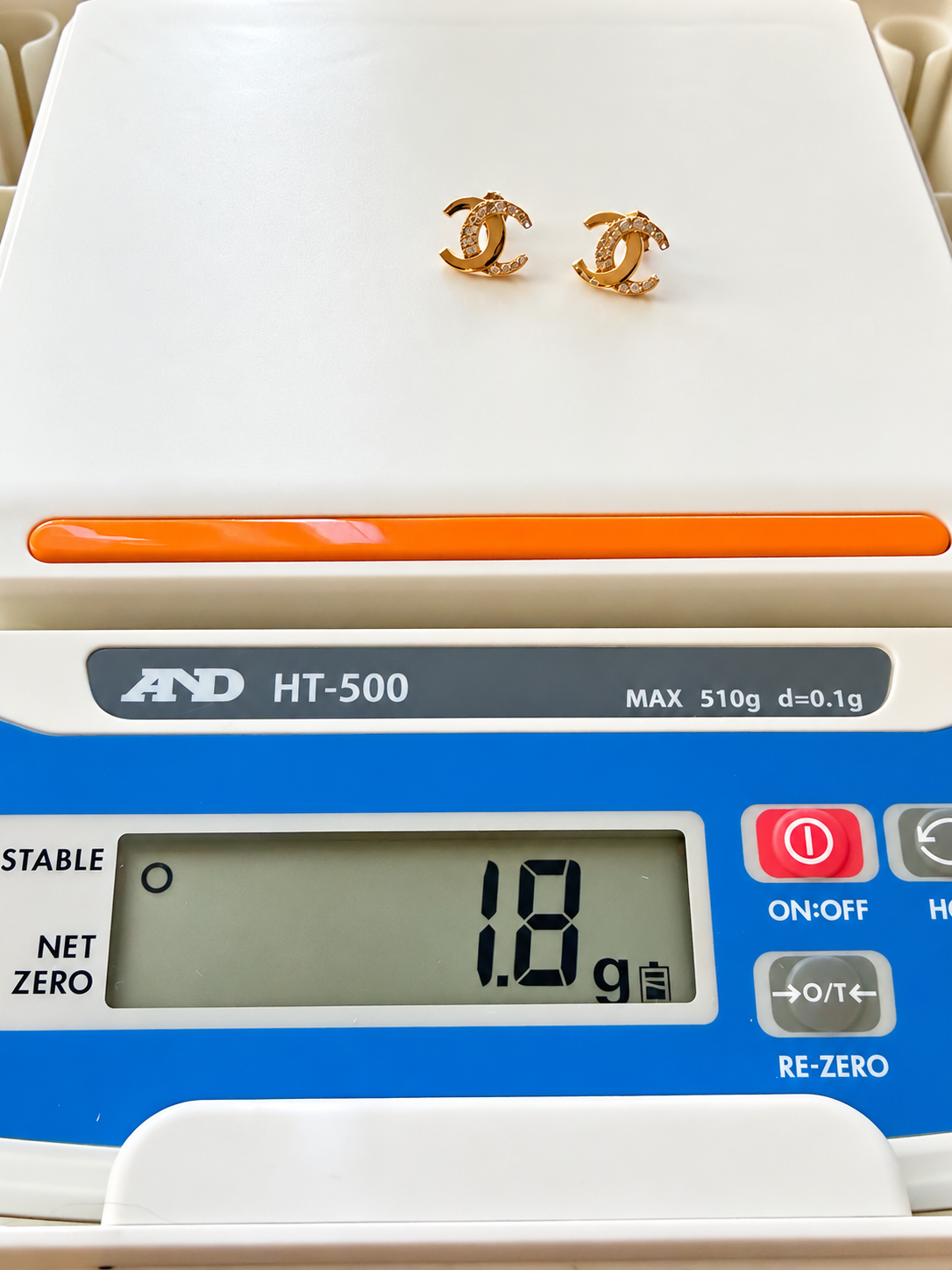 18K Solid Gold Double C Stud Earrings