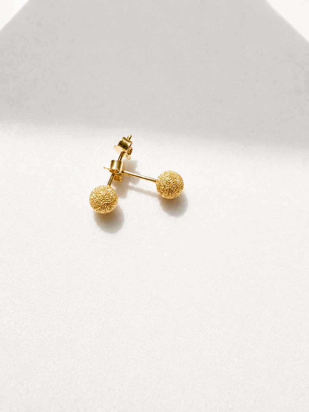 18K Solid Gold Stardust Ball Stud Earrings