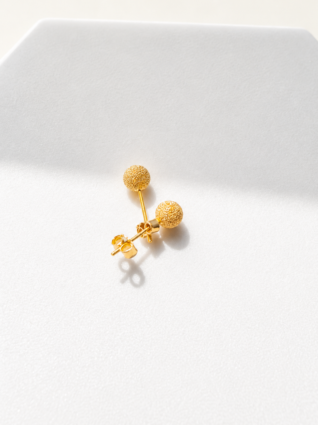 18K Solid Gold Stardust Ball Stud Earrings
