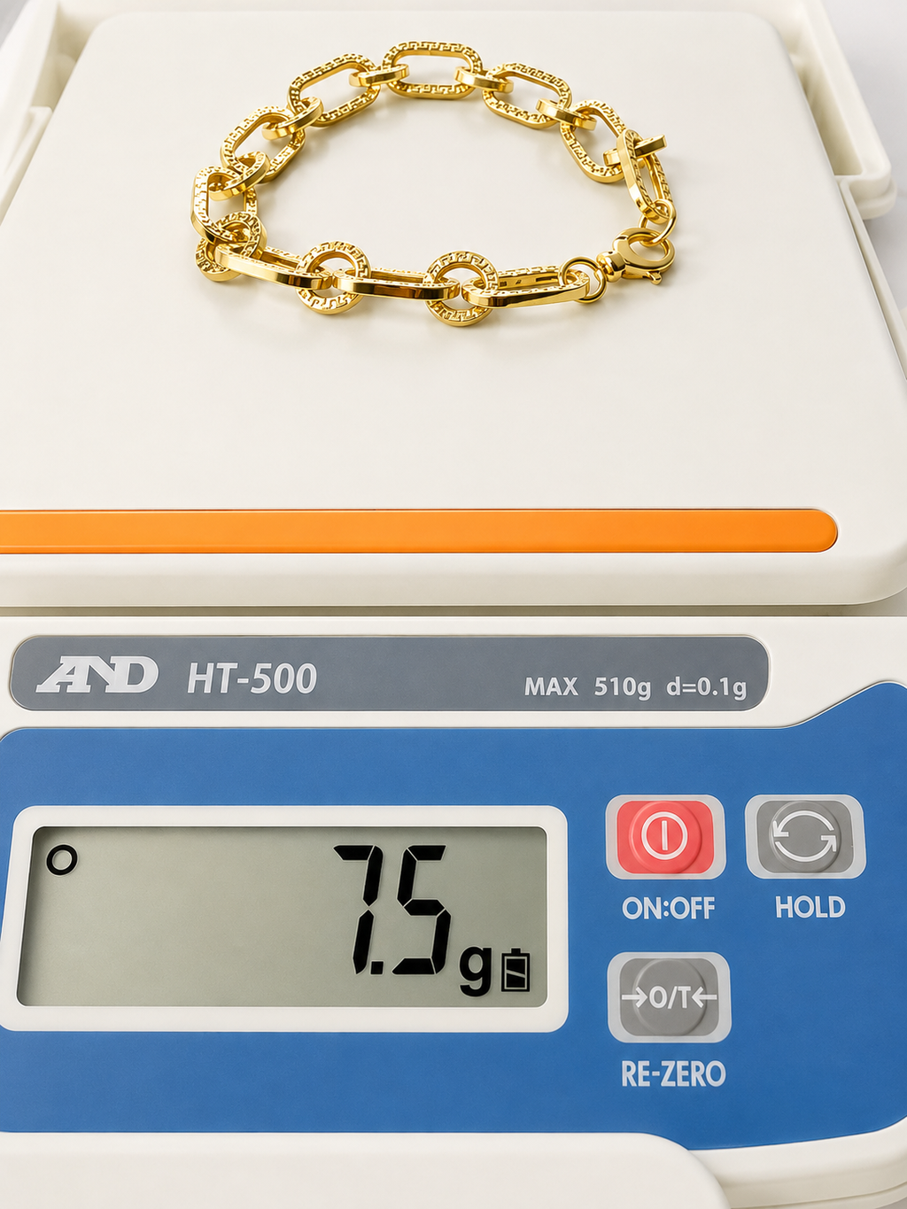 18K Solid Gold Paperclip & Textured Link Bracelet