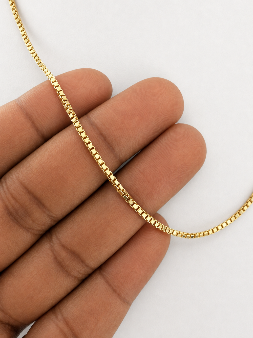 18K Solid Gold Box Chain Necklace