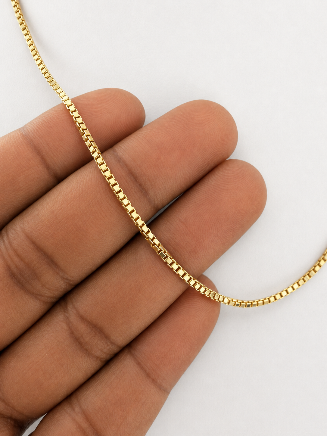 18K Solid Gold Box Chain Necklace