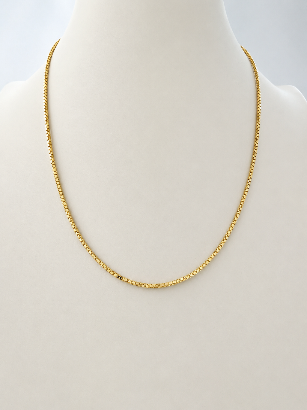 18K Solid Gold Box Chain Necklace