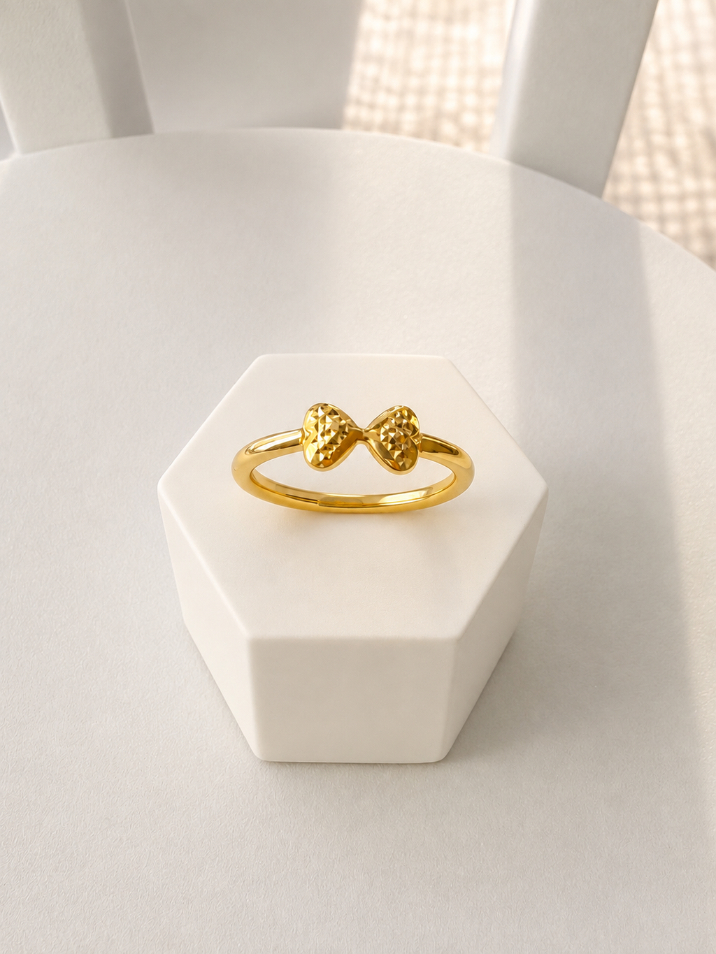 18K Solid Gold Bow Ring