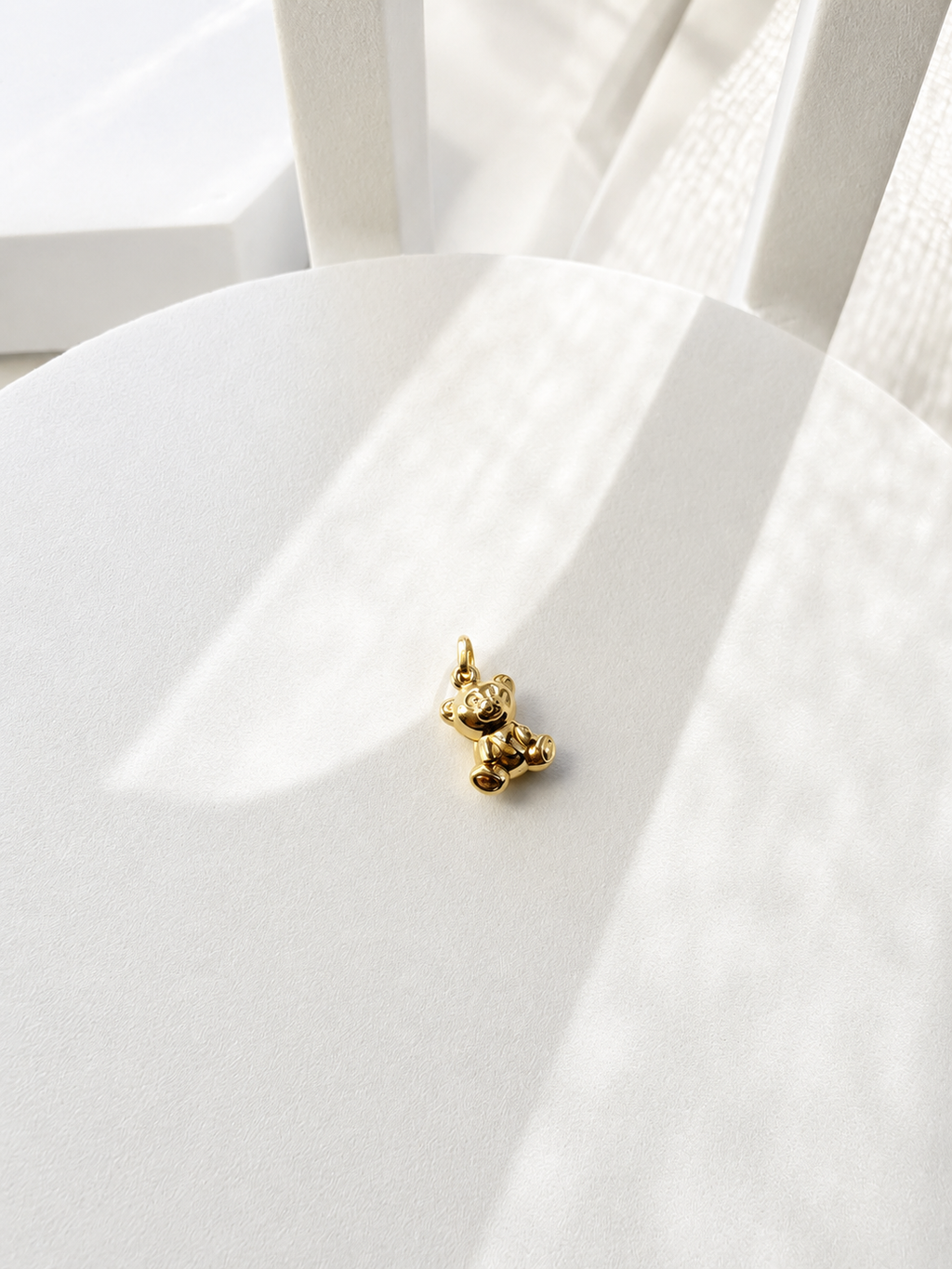 18K Solid Gold Teddy Bear Pendant