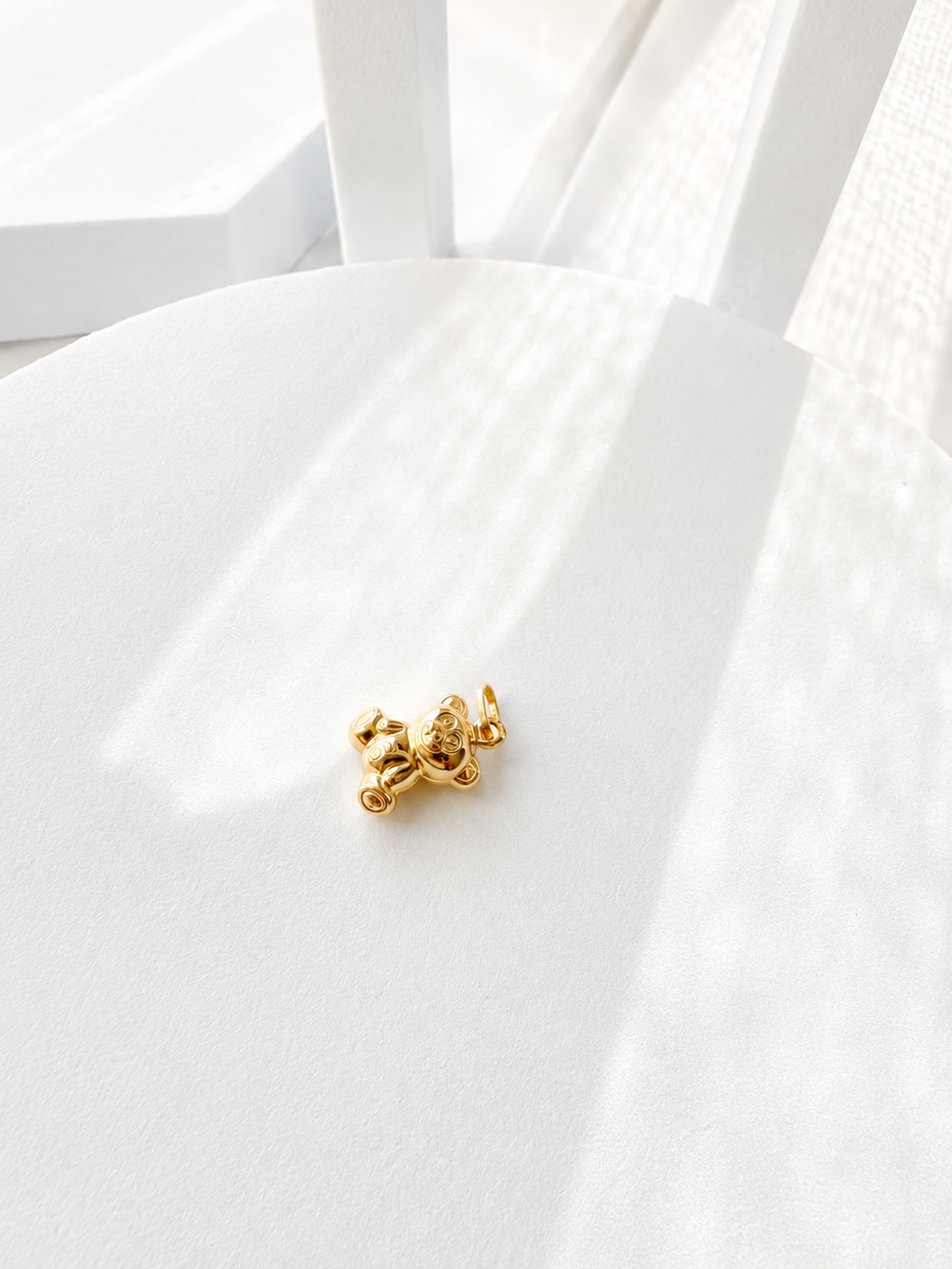 18K Solid Gold Teddy Bear Pendant