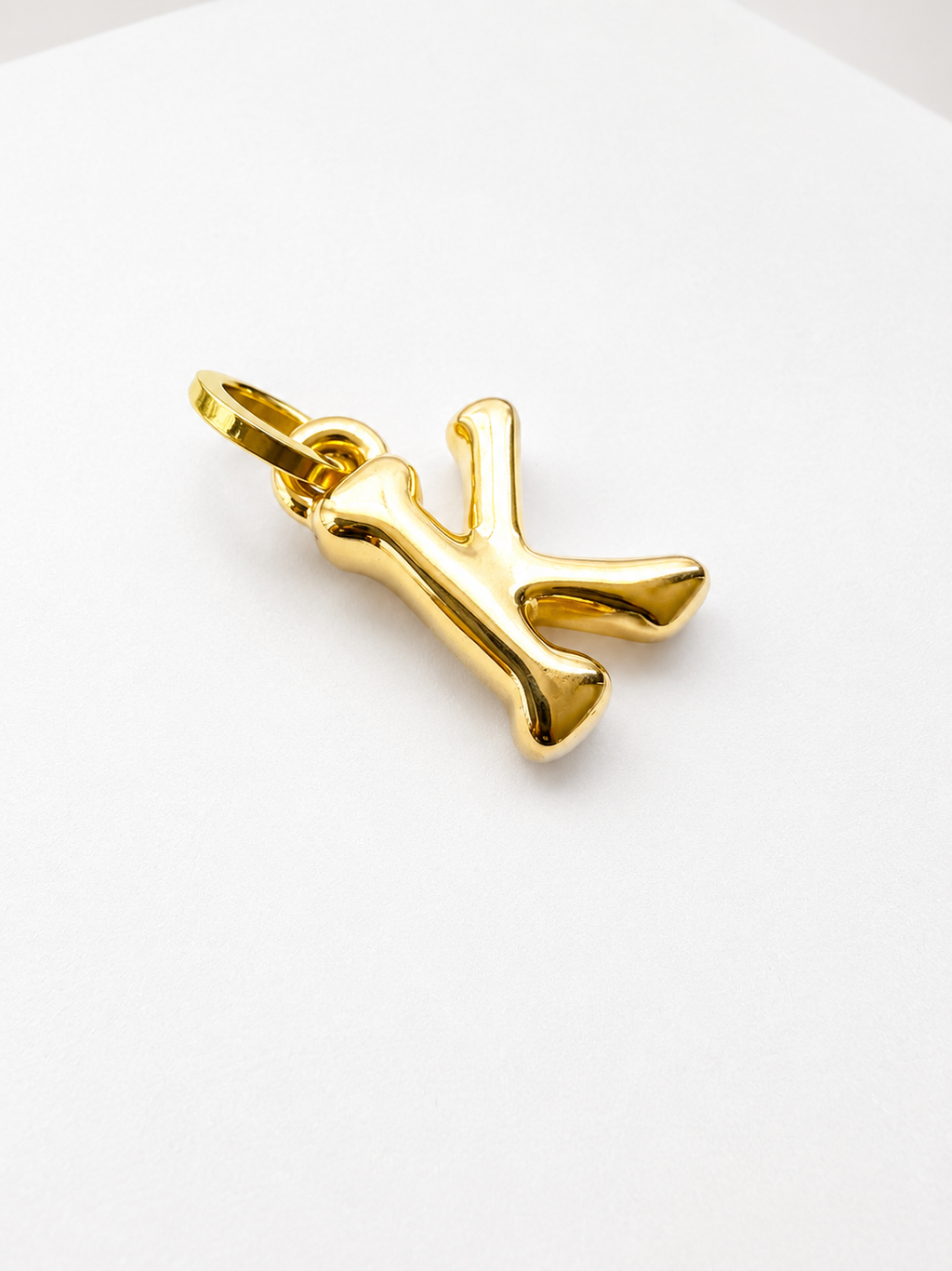 18K Solid Gold Bubble Letter “K” Pendant