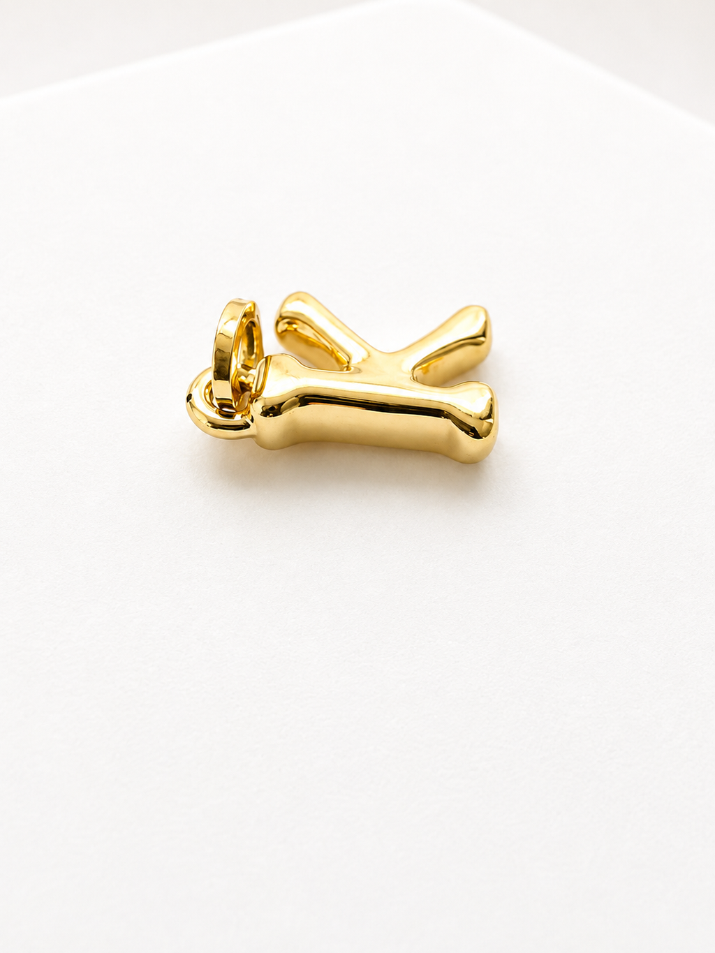 18K Solid Gold Bubble Letter “K” Pendant