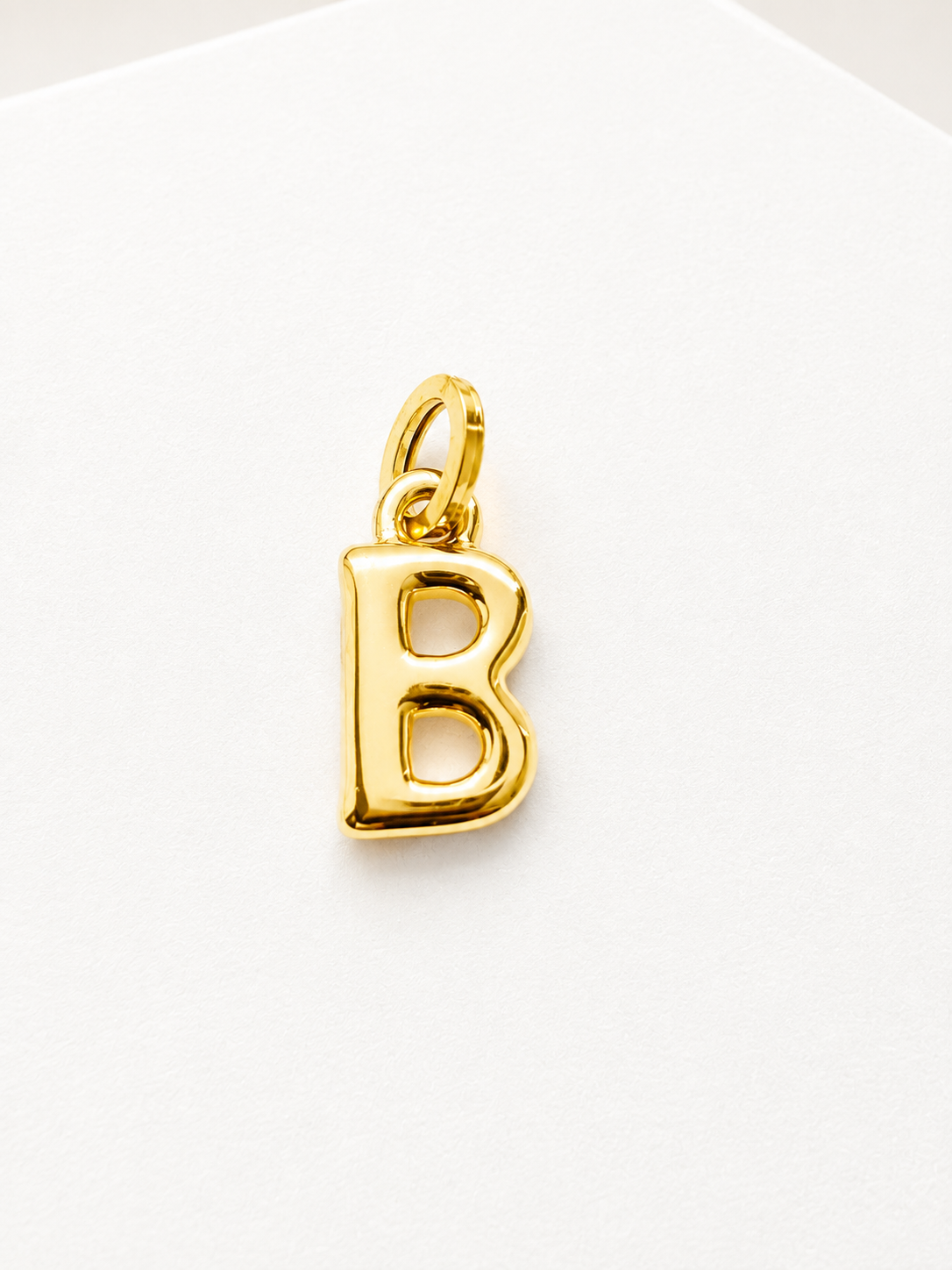 18K Solid Gold Bubble Letter “B” Pendant