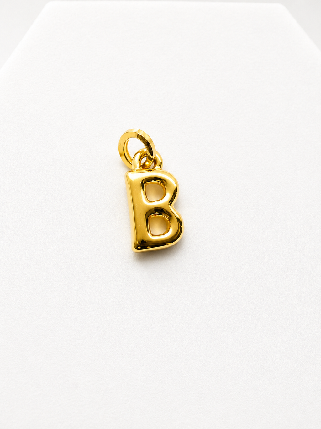 18K Solid Gold Bubble Letter “B” Pendant