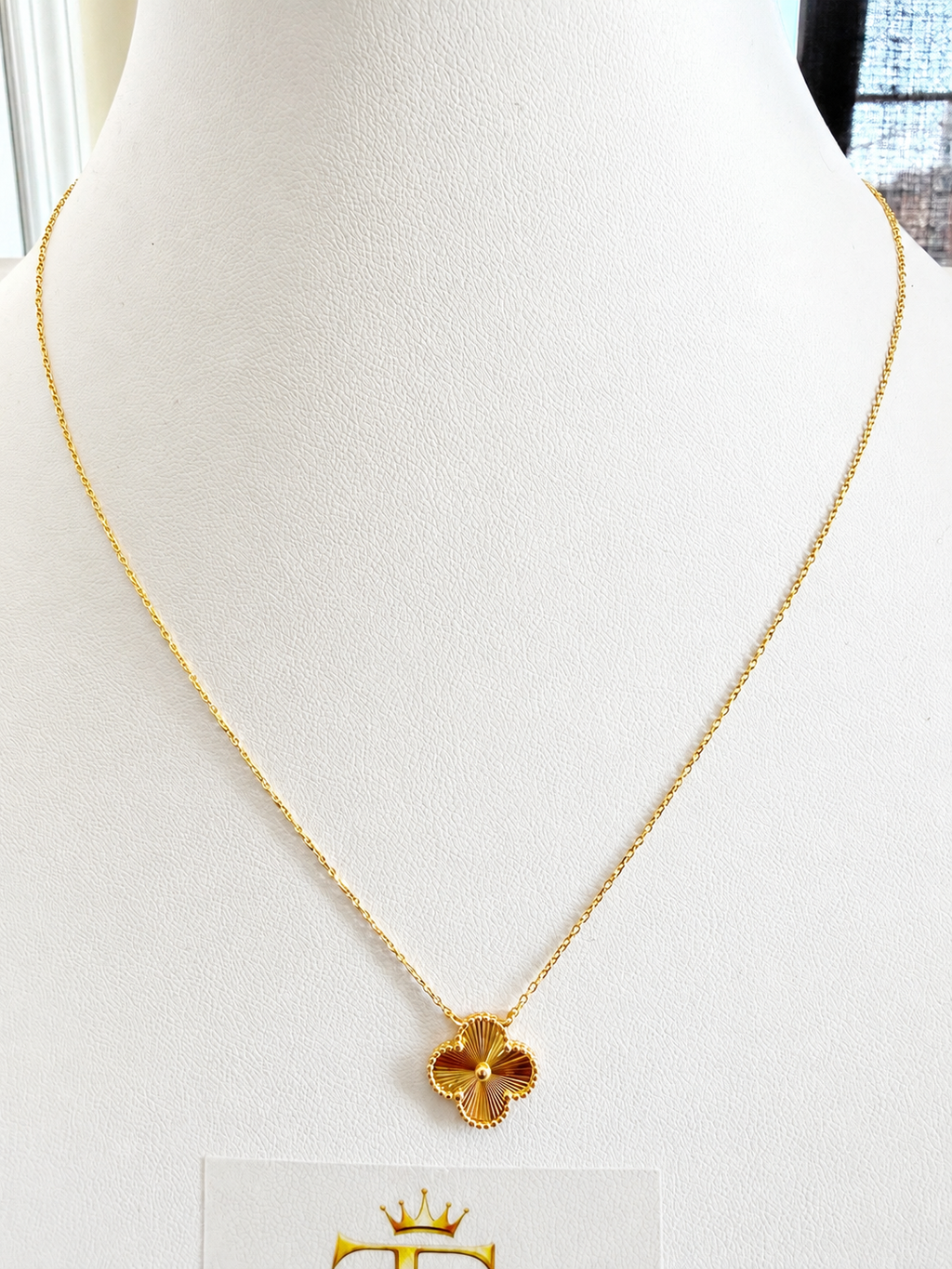 18K Solid Gold Clover Necklace