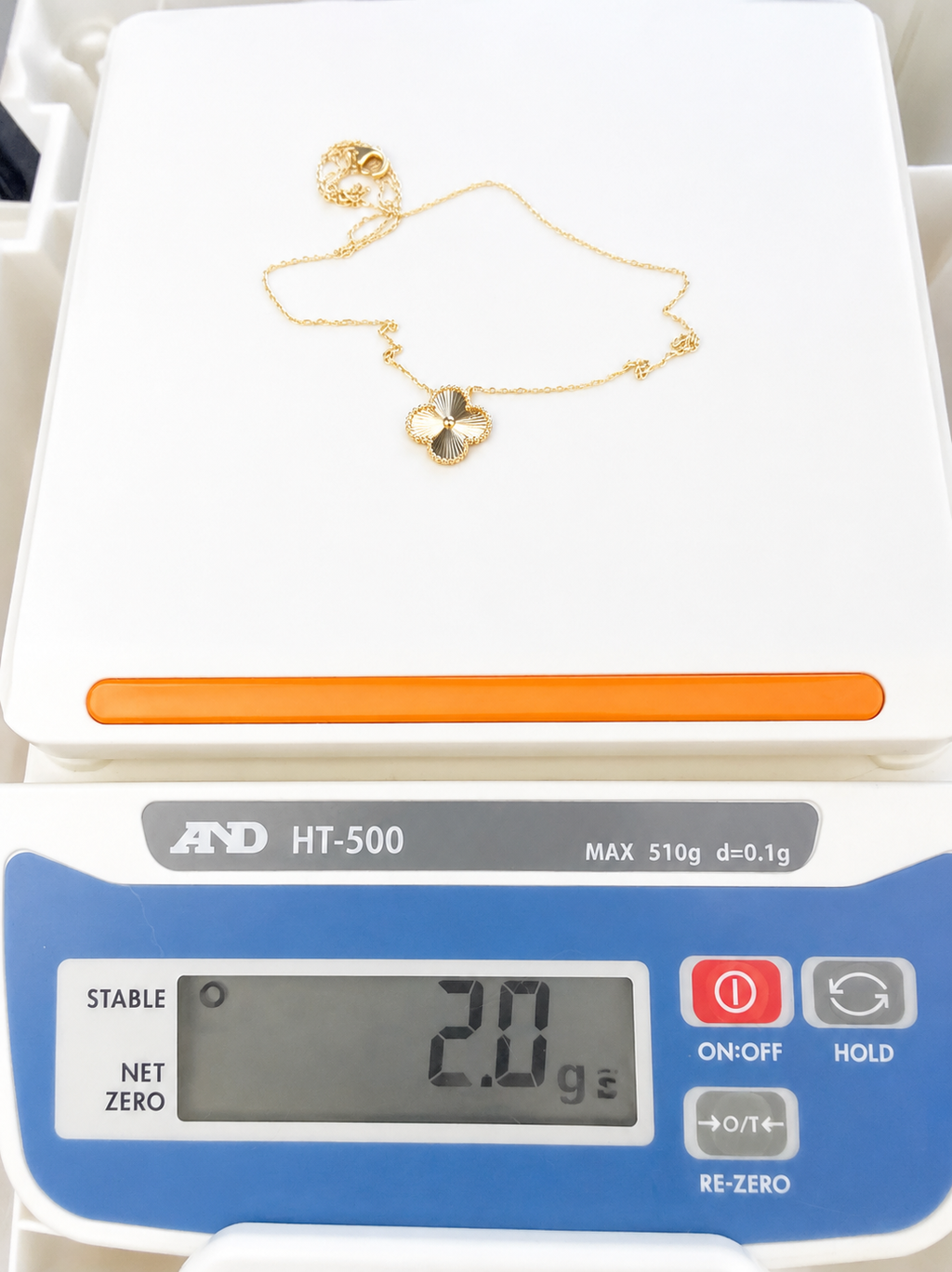 18K Solid Gold Clover Necklace