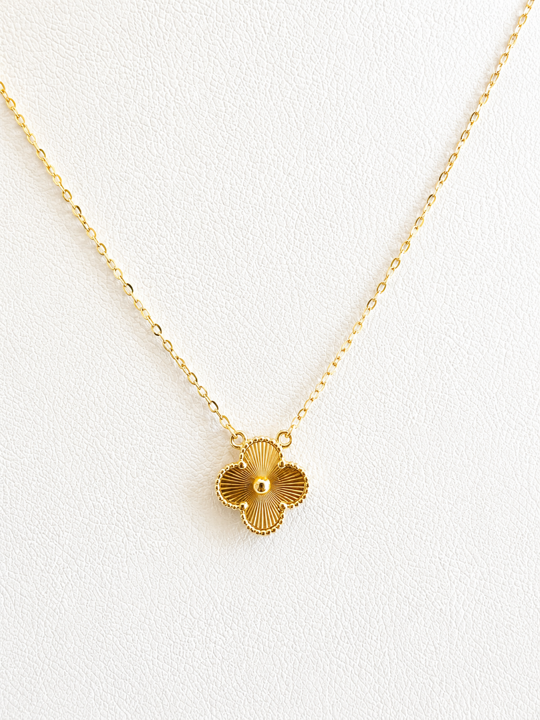 18K Solid Gold Mini Clover Necklace