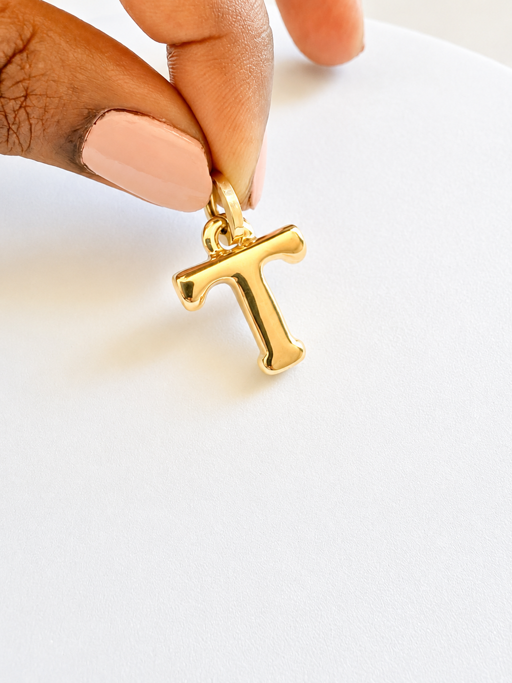 18K Solid Gold Initial “T” Pendant