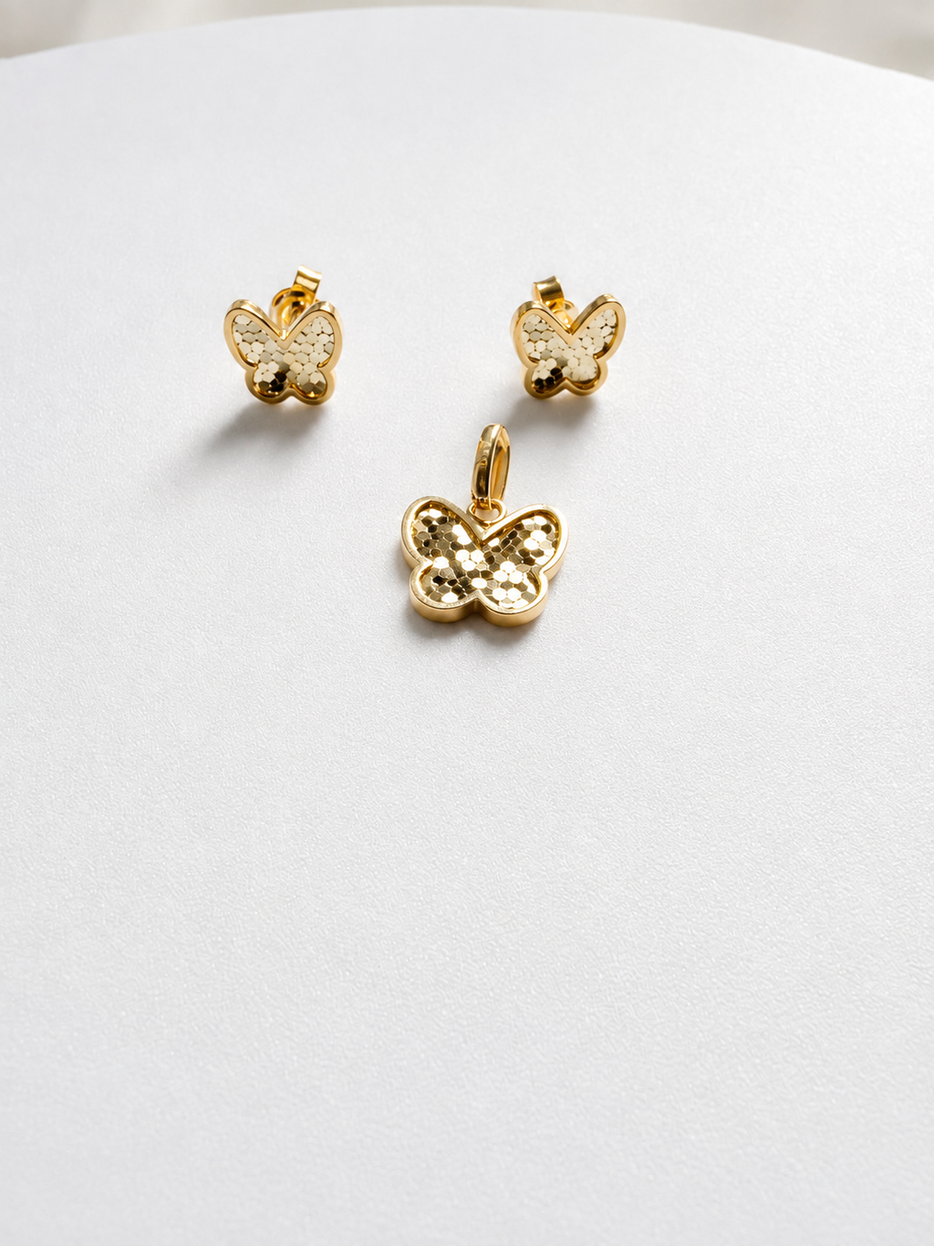 18K Solid Gold Butterfly Jewelry Set