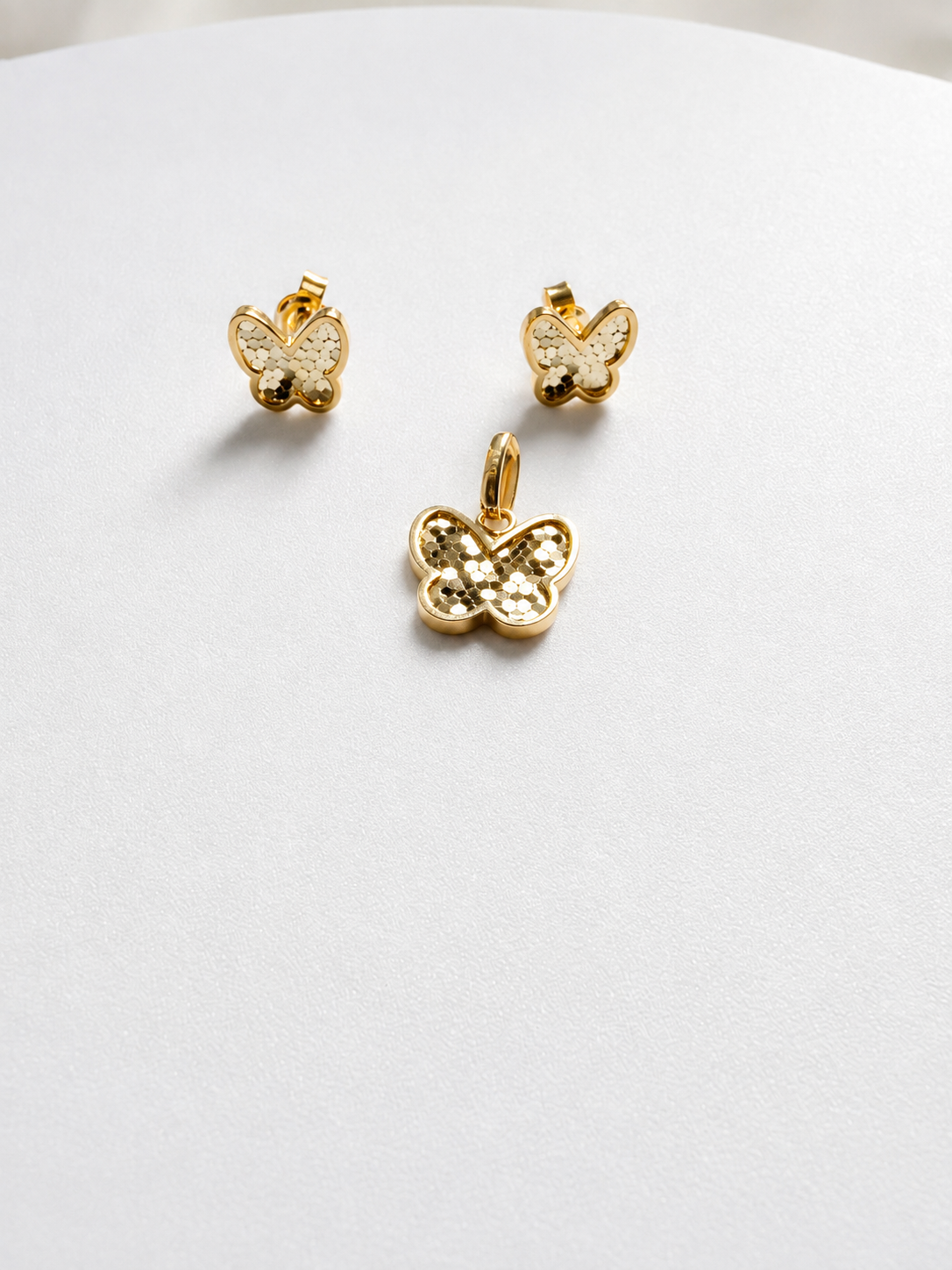 18K Solid Gold Butterfly Jewelry Set