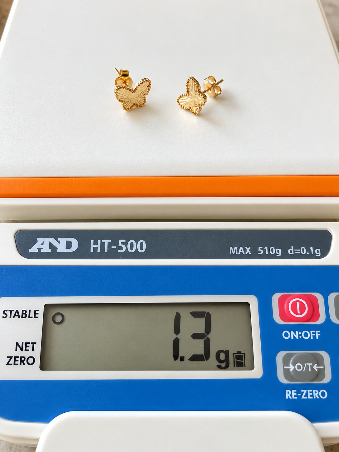 18K Solid Gold Butterfly Stud Earrings