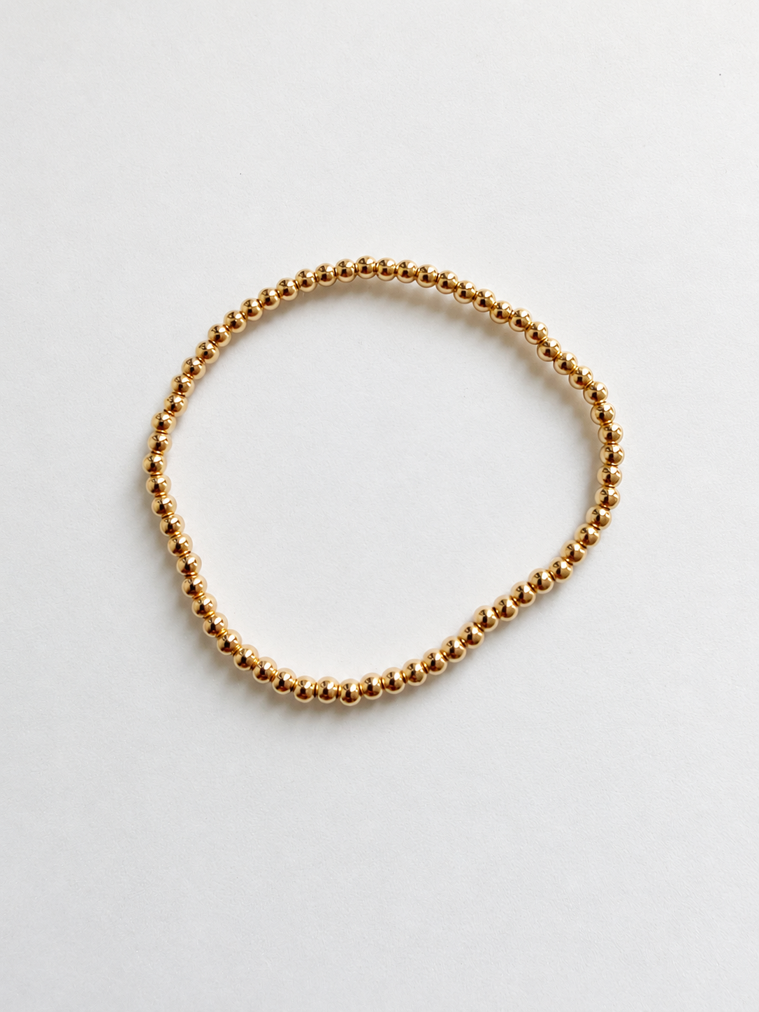 18K Solid Gold Elastic Beaded Bracelet