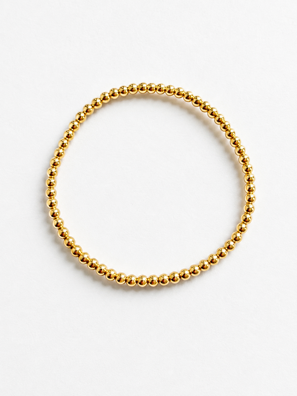 18K Solid Gold Elastic Beaded Bracelet