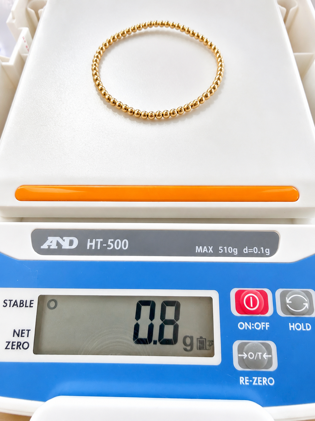 18K Solid Gold Elastic Beaded Bracelet