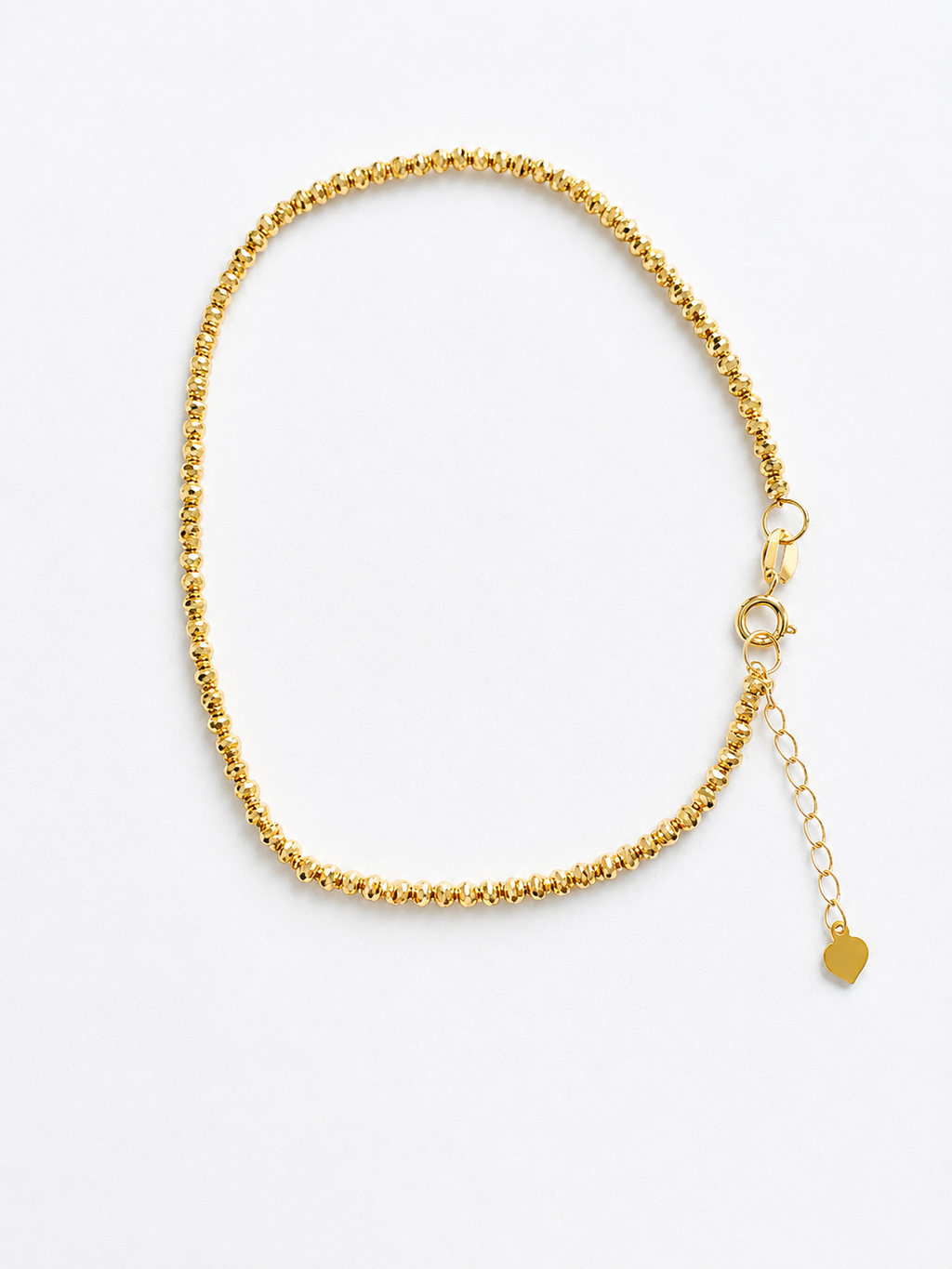 18K Solid Gold Diamond-Cut Beaded Bracelet (small)