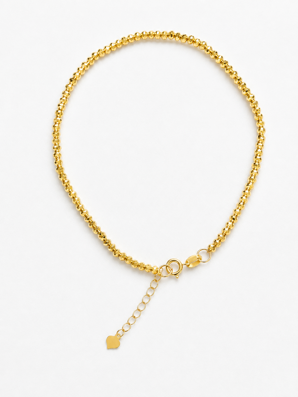 18K Solid Gold Diamond-Cut Beaded Bracelet (small)