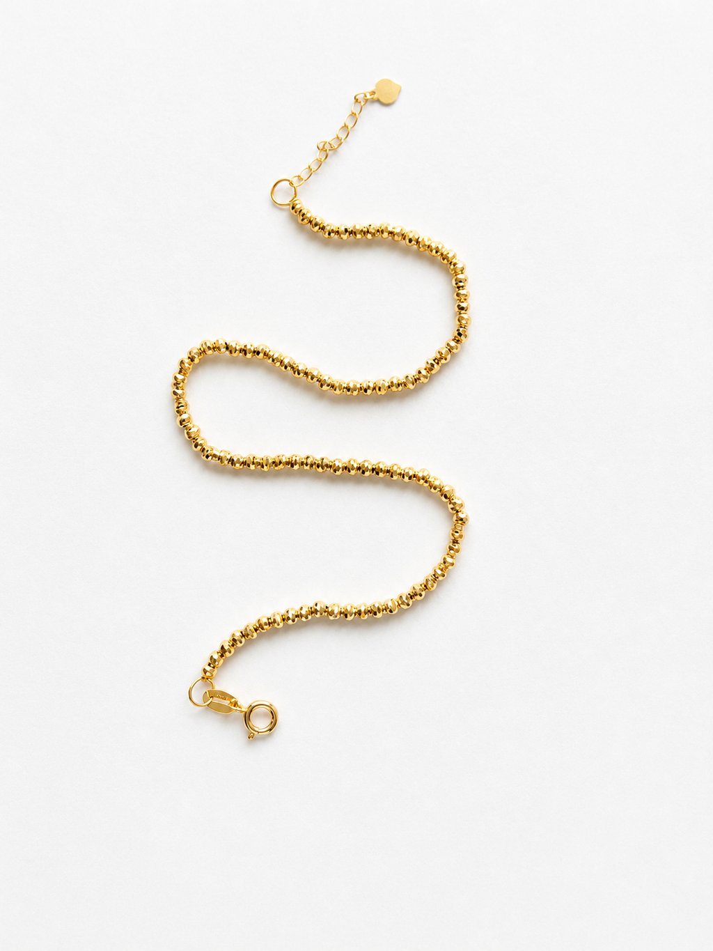 18K Solid Gold Diamond-Cut Beaded Bracelet (small)