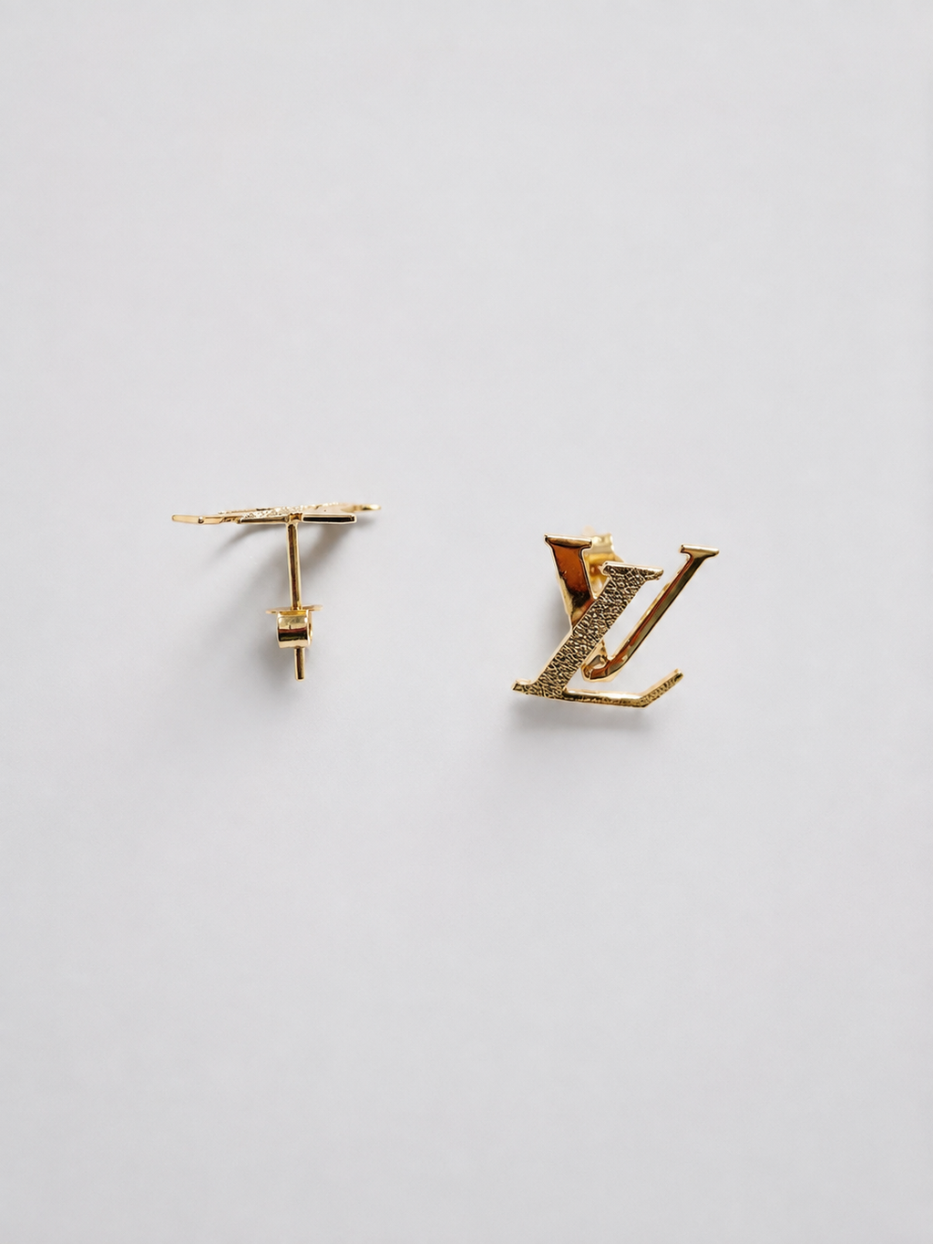 18K Solid Gold LV-Inspired Stud Earrings