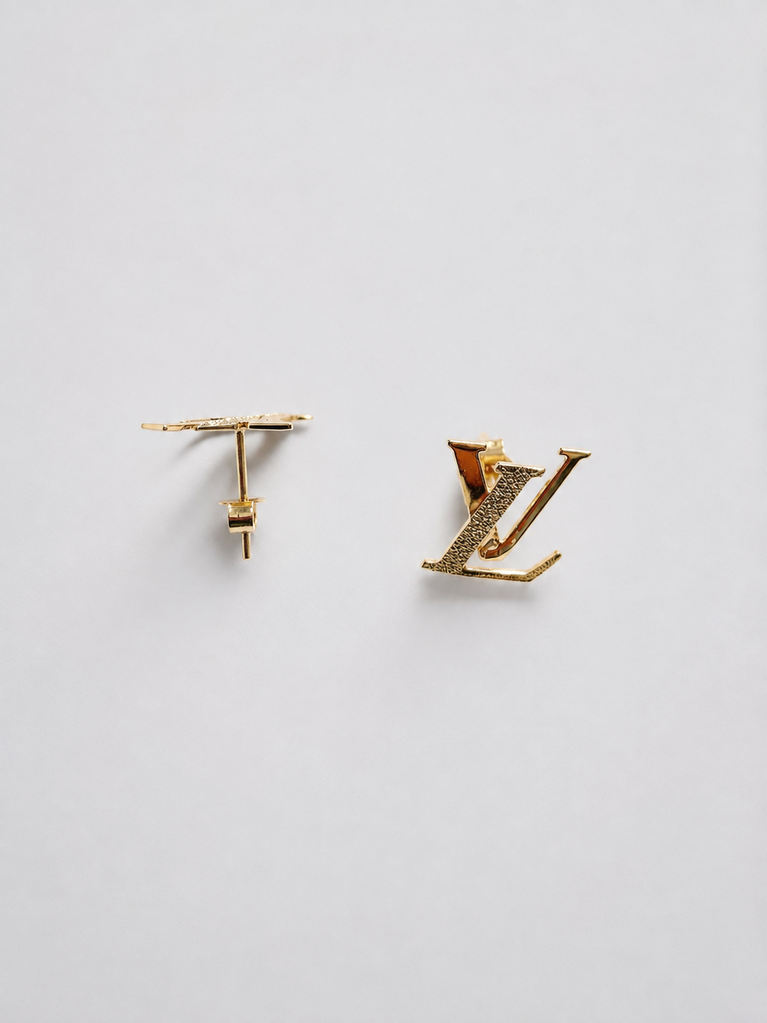 18K Solid Gold LV-Inspired Stud Earrings