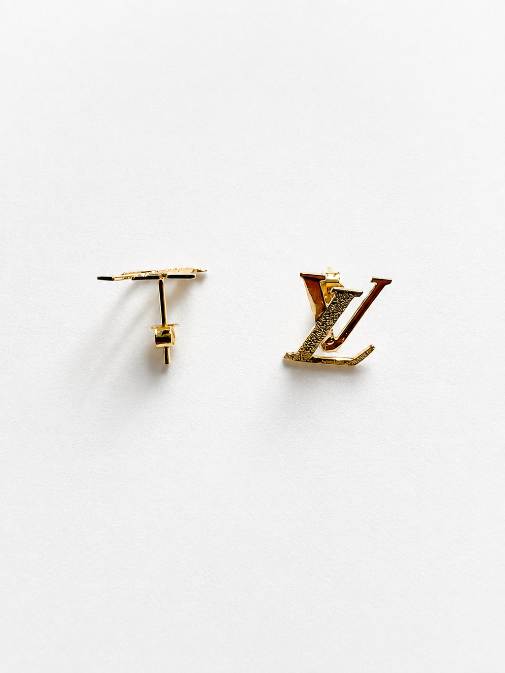 18K Solid Gold LV-Inspired Stud Earrings