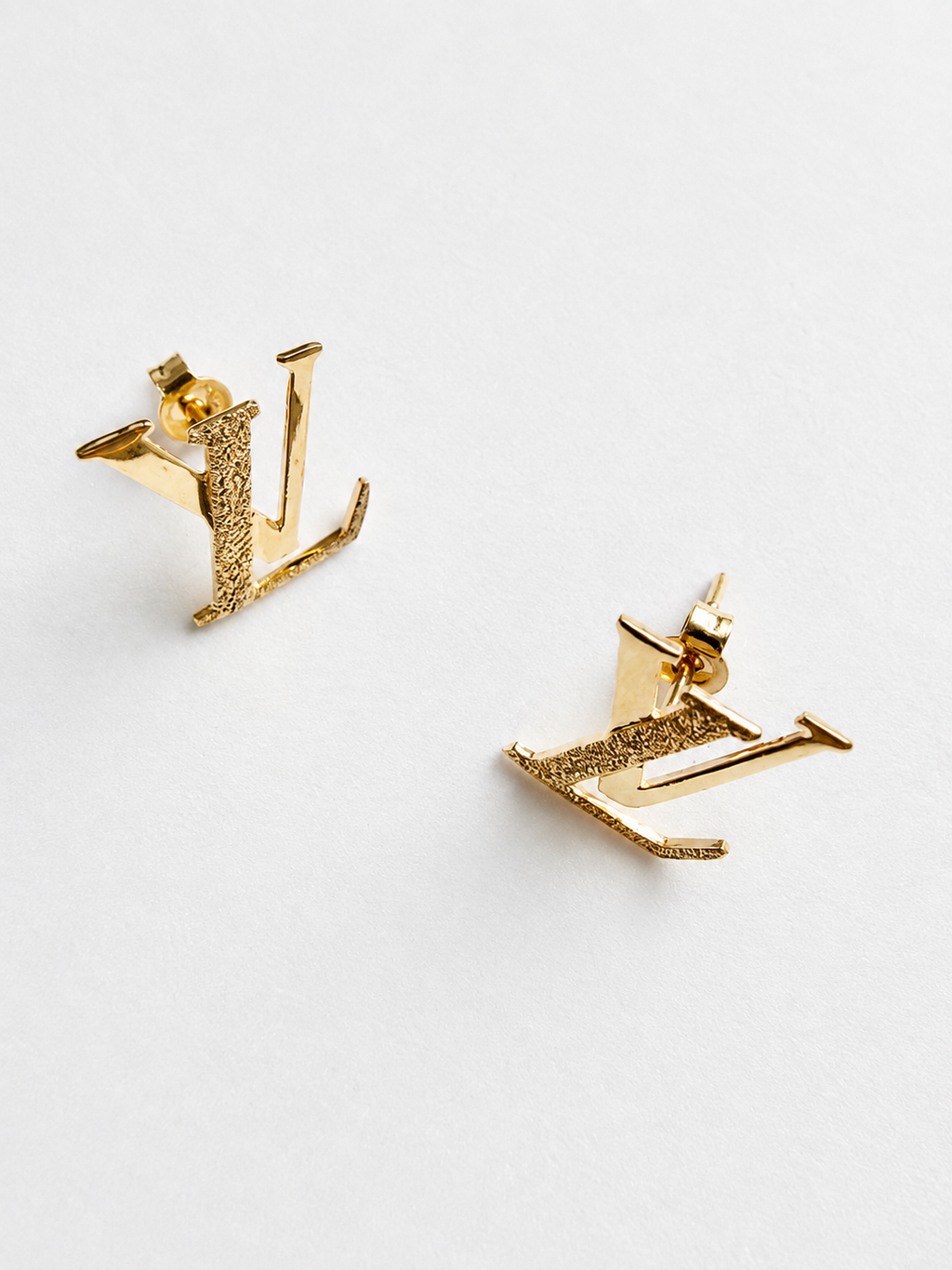 18K Solid Gold LV-Inspired Stud Earrings