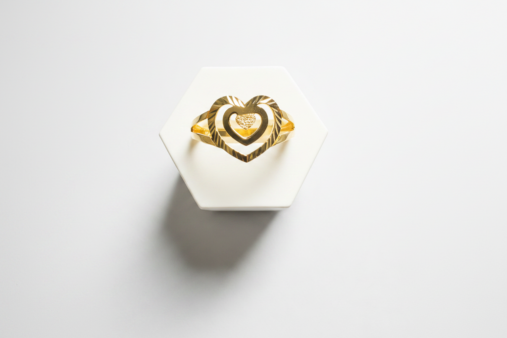 18K Solid Gold Heart Ring