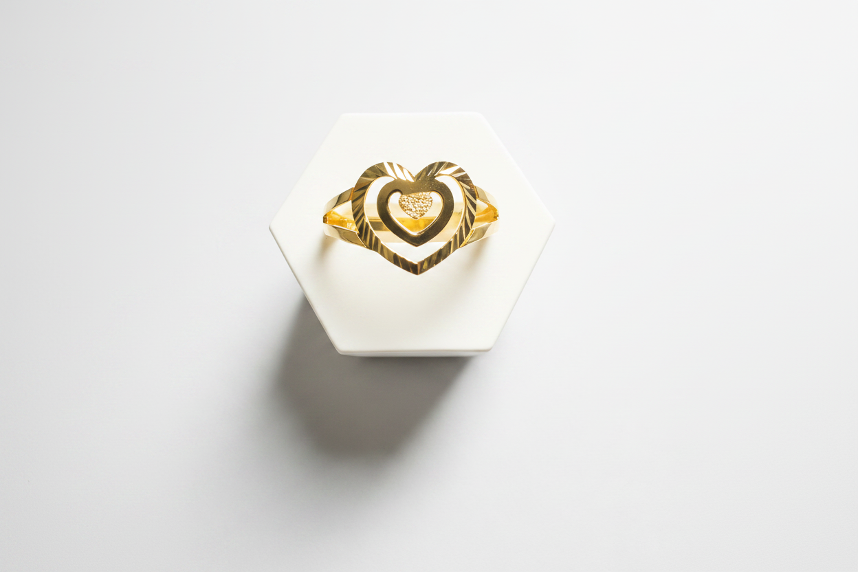 18K Solid Gold Heart Ring