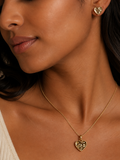 18K Solid Gold Heart Jewelry Set