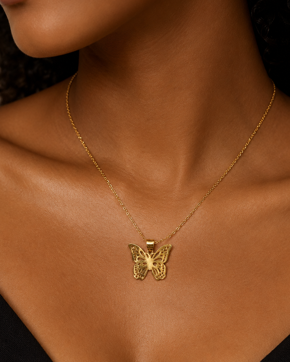 18K Solid Gold Butterfly Pendant