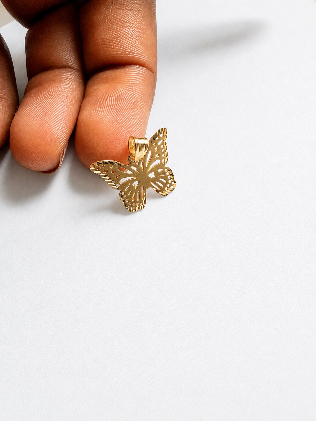 18K Solid Gold Butterfly Pendant