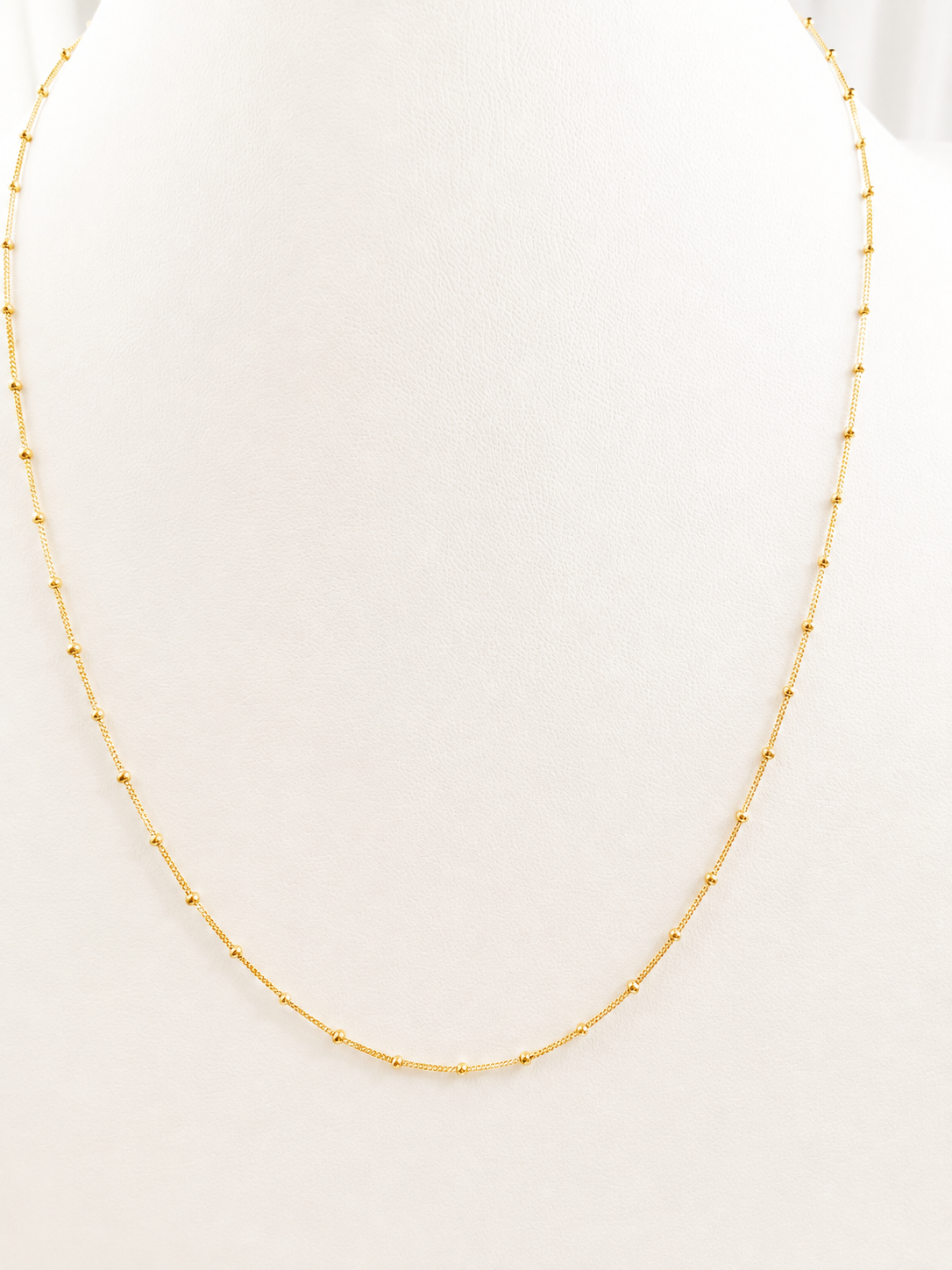 18K Solid Gold Beaded Chain