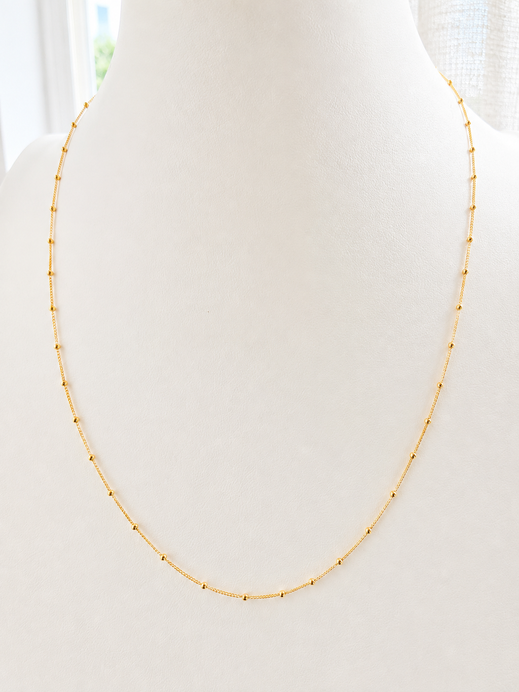 18K Solid Gold Beaded Chain